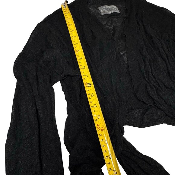 All Saints Black Cardigan SZ M Crinkle Metallic Goth Contemporary Minimalist - Picture 9 of 14